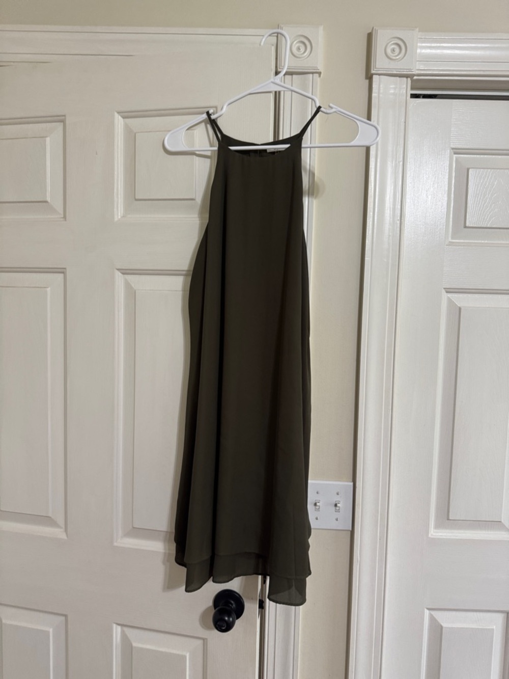 Women's Olive High-Neck Slip Dress